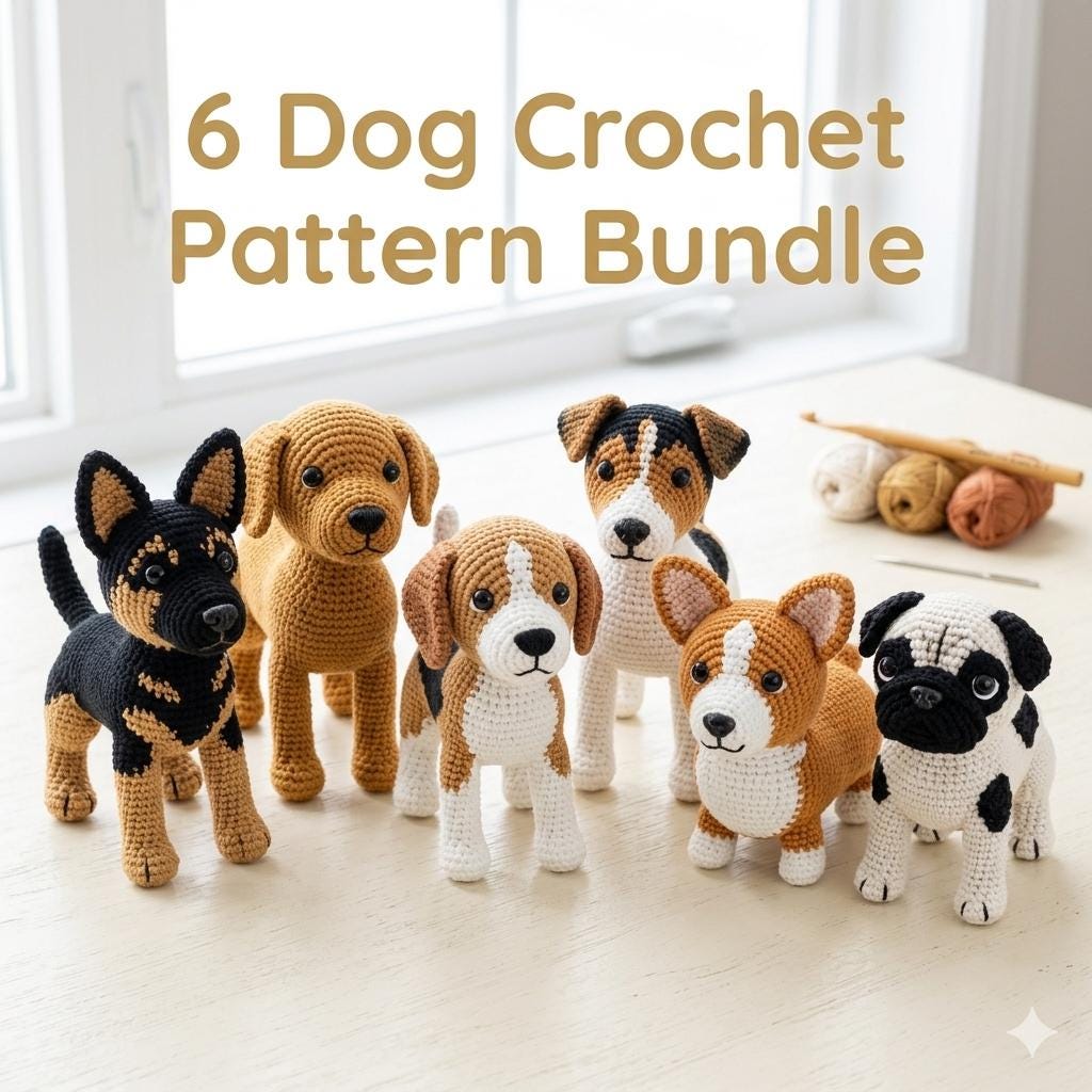 40 Dog Crochet Patterns for Amigurumi, Wearables, and Giftable Makes 3 6 in 1 Dog Crochet Pattern Bundle