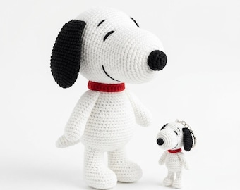 Patrón de ganchillo del perro Snoopy + Patrón de ganchillo del llavero de Snoopy / Patrón de amigurumi del perro Peanut en PDF / Patrón fácil de ganchillo para principiantes para juguetes de perros