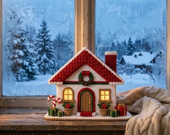 Weihnachtshaus Häkelanleitung PDF | Urlaub Amigurumi Haus Dekor | Mini Weihnachtsdorf Häkelanleitung | Gehäkelte DIY Weihnachtsdekoration