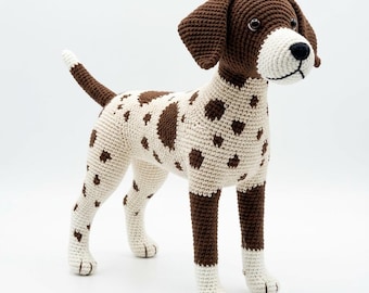 Patrón de crochet en PDF de perro Braco Alemán de Pelo Corto, Patrón realista de amigurumi de perro, Tutorial de peluche de perro de caza, Regalo DIY para amantes de las mascotas