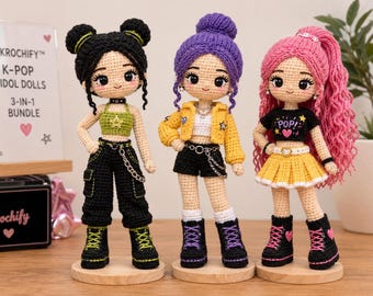 Patrón de ganchillo para muñeca cazadora de demonios KPOP en PDF / Patrón de muñeca amigurumi de chica Kpop / Tutorial de muñeca chibi a ganchillo / Descarga instantánea Regalo DIY