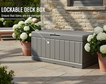 Waterproof Lockable Deck Box – Resin Outdoor Storage Bench with Seating