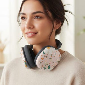Peach Floral Pattern AirPod Max Case | Blossom Botanical Headphone Covers