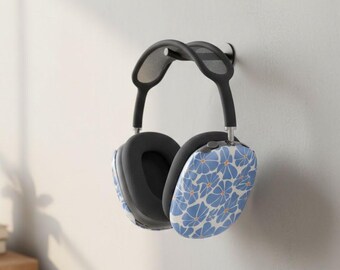 Capa para AirPods Max com estampa floral azul | Adesivos florais para fones de ouvido