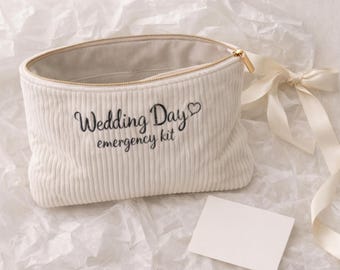 結婚式当日、緊急キット、花嫁用コーデュロイポーチ