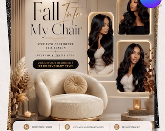 Flyer de réservation d'automne, Flyer des soldes d'automne, Flyer de réservation de septembre, Flyer beauté d'automne, Modèle Canva pour extensions de cils, ongles, tresses, maquillage et pose de perruques