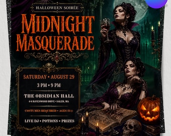 Flyer pour fête d'Halloween, événement d'Halloween effrayant, flyer pour soirée d'Halloween, soirée costumée, invitation pour fête d'Halloween, modèle Canva modifiable