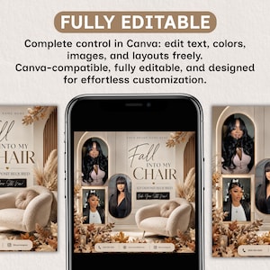 Fall Booking Flyer Template, September Booking Flyer, Fall Into My Chair Flyer, Fall Books Are Now Open, Hair, Lash & Nail, Canva Editable