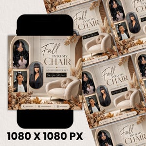 Fall Booking Flyer Template, September Booking Flyer, Fall Into My Chair Flyer, Fall Books Are Now Open, Hair, Lash & Nail, Canva Editable