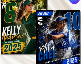 Affiche de softball sur toile, arrière-plan de softball pour affiches de sports personnalisées, bannières pour seniors, cartes, Memory Mates, modèle autre que Photoshop