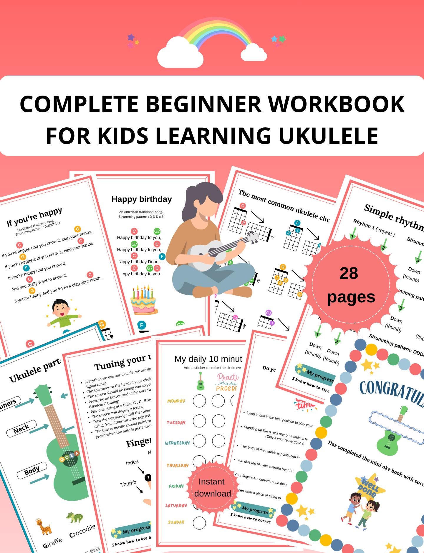 Ukulele Worksheet.pdf Ukulele Workbook for Kids | Beginner PDF | Chords, Songs, Activities ...