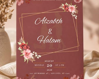engagement party | Editable Invitation Template Editable Engagement Party Invitation for Canva, Modern Digital and Printable Invite