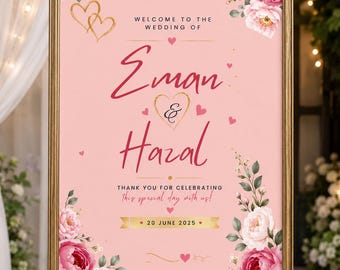 Wedding Welcome Sign Template, Custom Wedding Sign, Editable Canva Wedding Signage, Modern Minimalist Welcome Board, Printable Wedding Decor