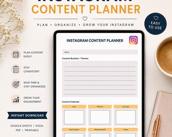 Instagram content planner Canva | Editable Social Planner  Instagram Content Planner for Canva, Posts, Reels, Stories and Monthly Calendar