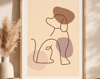 minimalist dog art printable | Instant Wall Art Download Minimalist Dog Art Printable, Neutral Line Drawing for Modern Pet Lover Decor