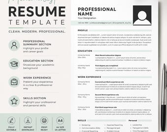 Minimalist Resume Template | Simple Resume |Professional CV | ATS Friendly Resume | Editable Canva & Word Resume | Executive Resume Template