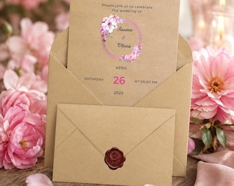 Clickable Envelope Wedding Invitation, Digital Invitation Template, Interactive Invite, Wedding Website, Online RSVP, Old Money Wedding Temp
