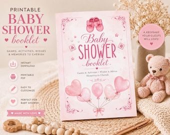 Printable Baby Shower Booklet, Baby Shower Games Bundle, Baby Shower Activity, Baby Predictions Keepsake, Instant Download Party Games