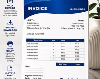 shop invoice template | Editable Business Form | Editable Shop Invoice Template for Canva, Small Business Billing and Order Form
