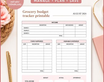 grocery budget tracker printable | Printable Budget Worksheet Grocery Budget Tracker Printable, Food Spending Log,Monthly Shopping Worksheet