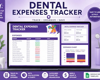 dental expense tracker | Printable Health Tracker| Dental Expense Tracker Printable, Treatment Costs, Insurance and Payment Log
