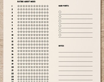 Monthly mood tracker log | Printable Wellness Log Monthly Mood Tracker Log Printable, Daily Emotions, Triggers and Reflection Page
