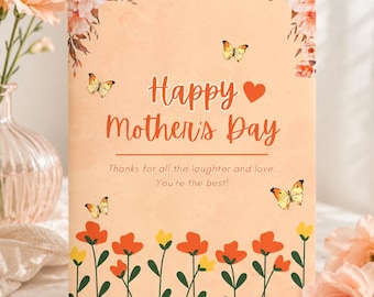 Mothers day card | Printable Greeting Card Printable Mother’s Day Card for Canva, Editable Message and Photo Greeting