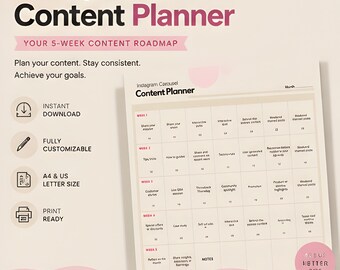 Instagram Carousel Content Planner | Editable Canva Planner Instagram Carousel Planner for Canva, Slide Outline, Hooks and Content Calendar