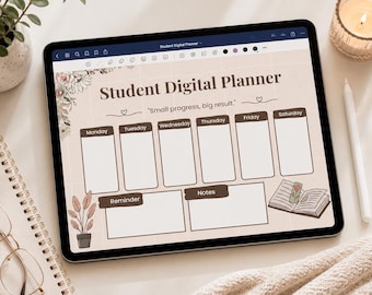 Student Digital Planner iPad | Hyperlinked Good Notes Planner | Academic Study Organizer | College School Planner