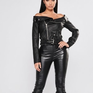 off shoulder leather jacket dress Latte Off the Shoulder Faux Leather Mini Dress