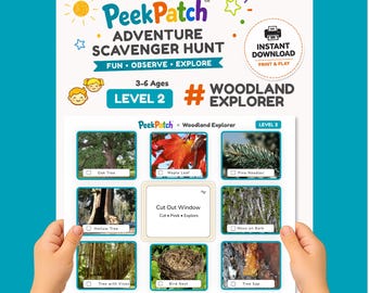 Outdoor Nature Scavenger Hunt Kids – Woodland Explorer Level 2 | PeekPatch
