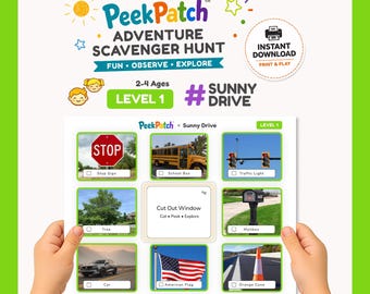 PeekPatch Sunny Drive Printable Scavenger Hunt – Level 1 Car Game for Kids