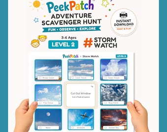 PeekPatch Storm Watch – gra terenowa do druku dla dzieci – poziom 2