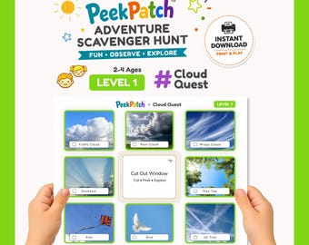 PeekPatch Cloud Quest – gra terenowa dla dzieci do druku w poszukiwaniu skarbów – Sky Outdoor Game