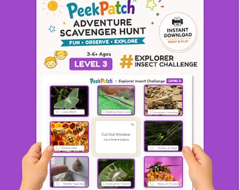 Printable Outdoor Scavenger Hunt Kids – Explorer Insect Challenge Level 3 | PeekPatch