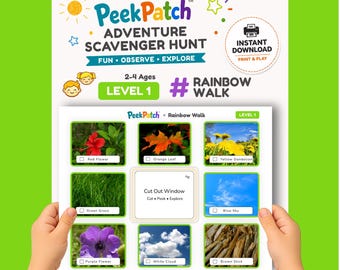 Rainbow Walk Scavenger Hunt – Nature Color Discovery for Kids (Digital Download)