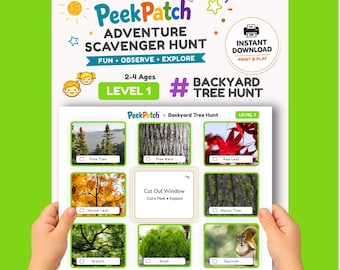 Printable Nature Scavenger Hunt for Kids – Backyard Tree Hunt Level 1 | PeekPatch