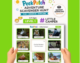 Printable Kids Camping Game Scavenger Hunt – Little Camper Level 1 | PeekPatch