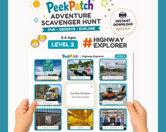 PeekPatch Highway Explorer – gra drogowa do druku dla dzieci – poziom 2