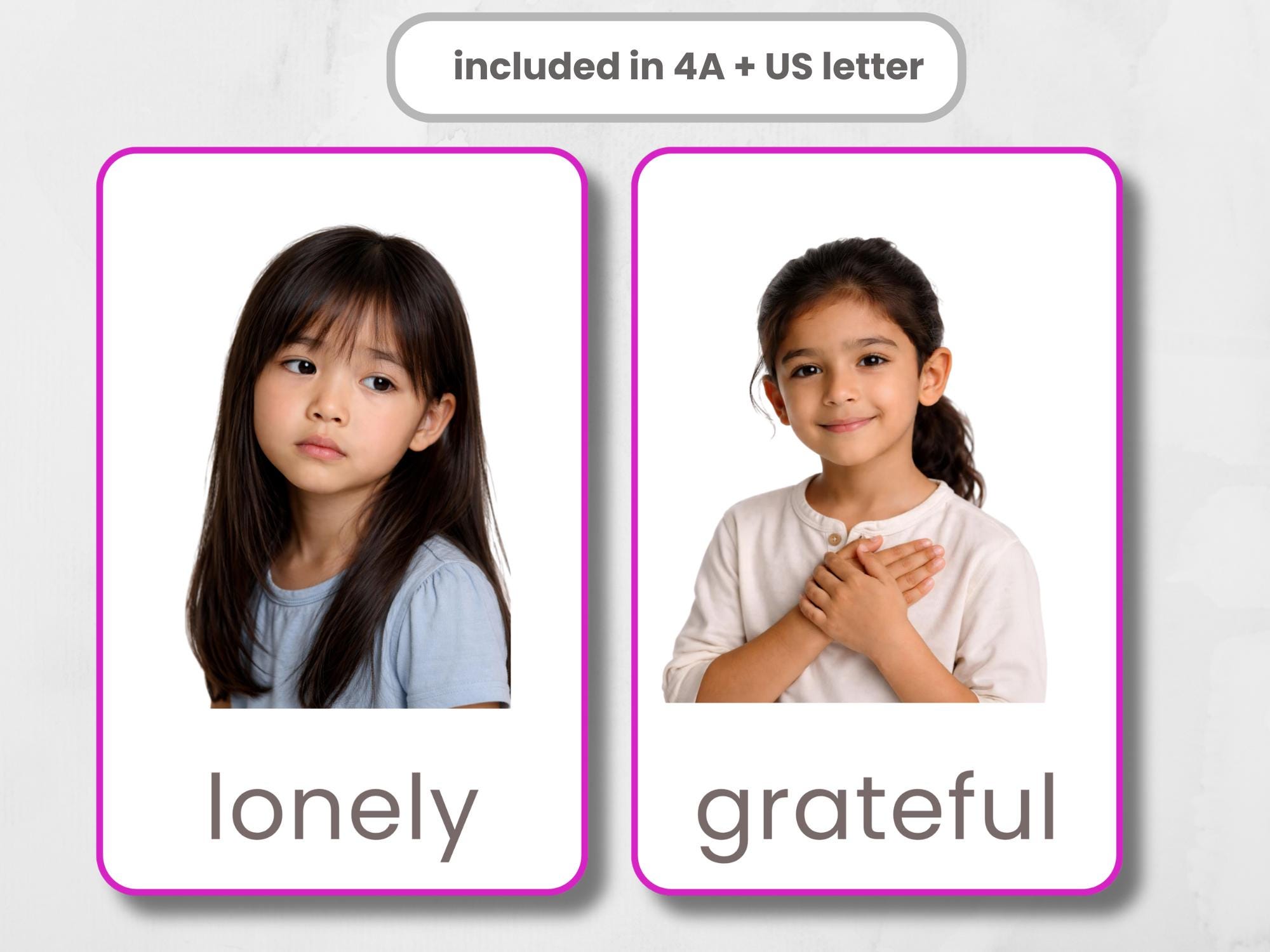 Emotions and Feelings Flashcards Printable ESL Montessori Preschool SEL ...