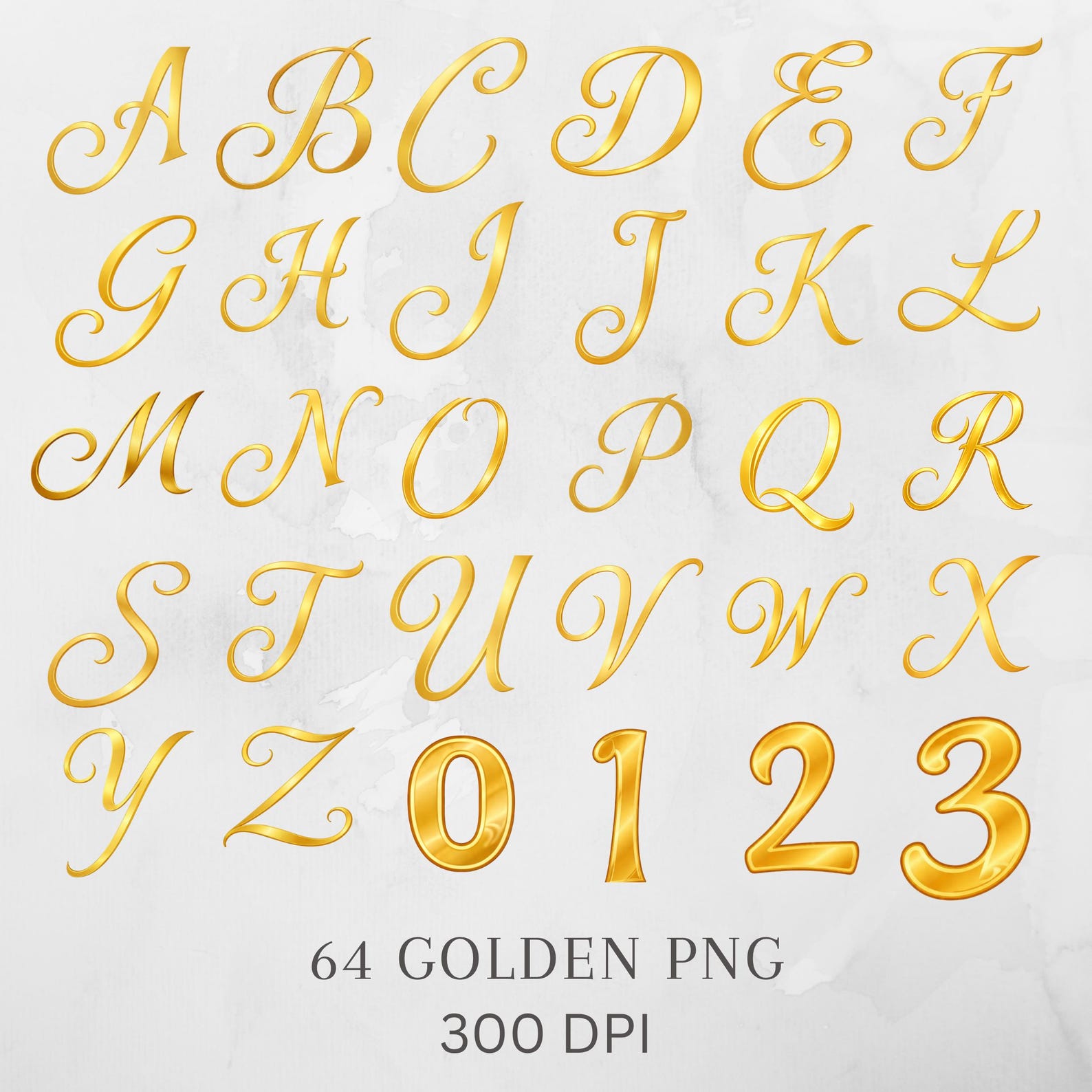 Gold Alphabet Clipart PNG, Uppercase Lowercase Letters, Numbers, Luxury ...