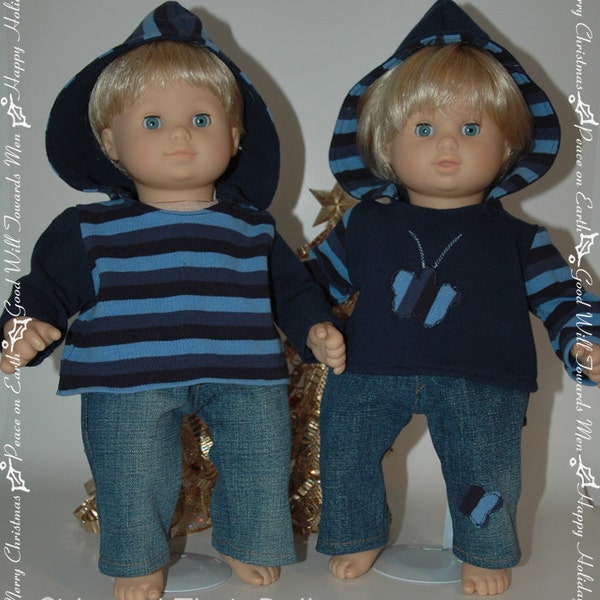 Jeans and hoodie set made to fit the Bitty Twin 15" dolls or similar sized dolls
