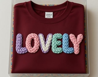 Clipart de camiseta de San Valentín / Letras de hilo 3D PNG (Descarga digital)