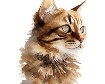 10 imágenes prediseñadas de gatos en acuarela de alta calidad, paquete de gatos lindos PNG JPG, descarga digital