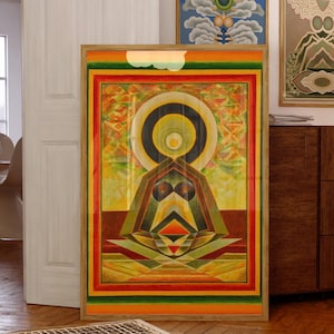 Tantric Sacred Geometry Poster by Ghulam Rasool | Surreal Spiritual Art Print | Meditation & Yoga Room Wall Decor | Vintage Modern Abstract