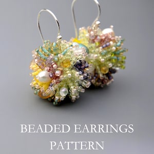 Motif de boucles d'oreilles en perles • Tutoriel sur le perlage • Boucles d'oreilles en perles de rocaille PDF • Langue anglaise