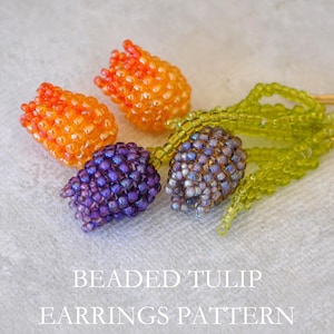 Tulip Earrings Beading Pattern • Seed Bead Flower Tutorial • PDF English language