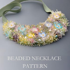 Seed Bead Necklace Pattern • Flower Statement Necklace Beading Tutorial PDF. English language