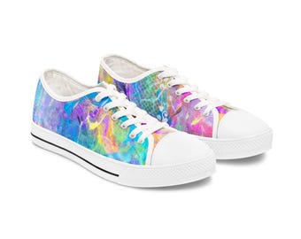 Zapatillas bajas de mujer con estampado tie-dye vibrante, zapatos de lona coloridos, calzado de verano
