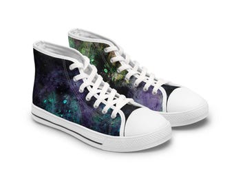 Galactic High Top Sneakers Unique, Stylish Footwear Cosmic Design